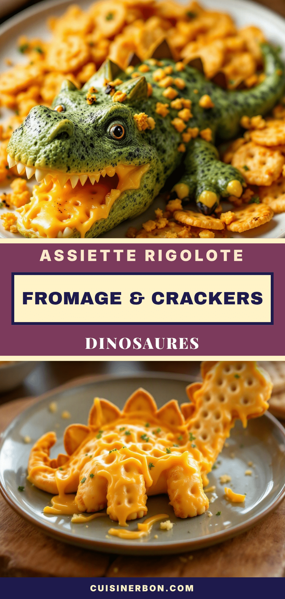 assiette rigolote fromage crackers dinosaures recipe