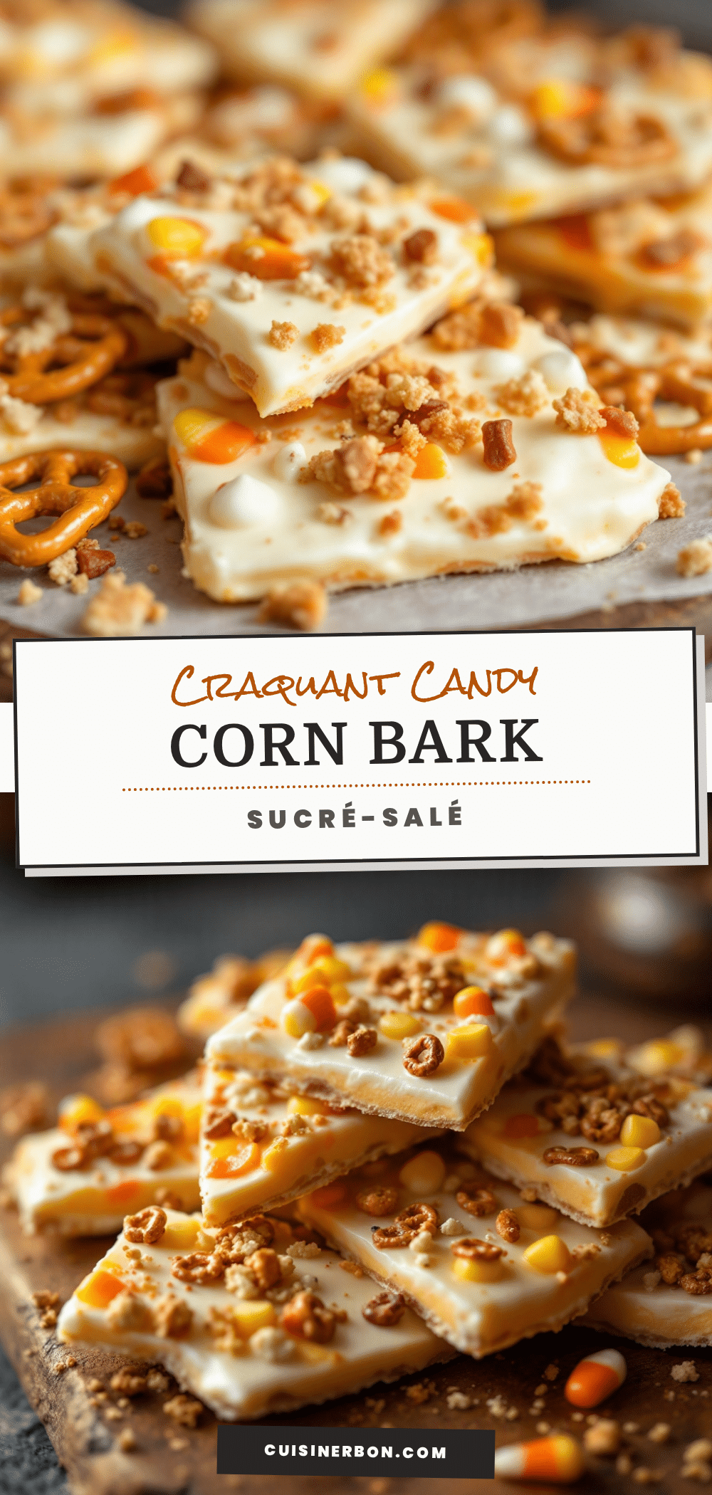 craquant candy corn bark sucré-salé recipe