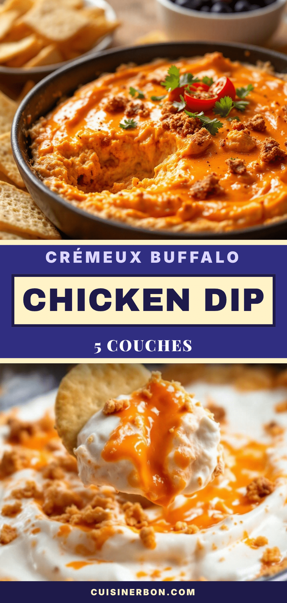crémeux buffalo chicken dip au yogourt grec recipe