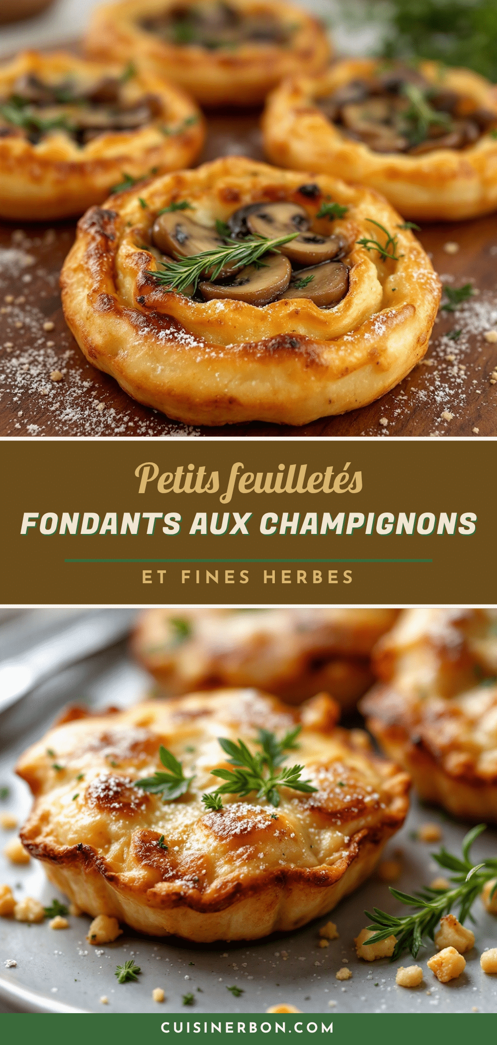 petits feuilletés aux champignons et fines herbes recipe