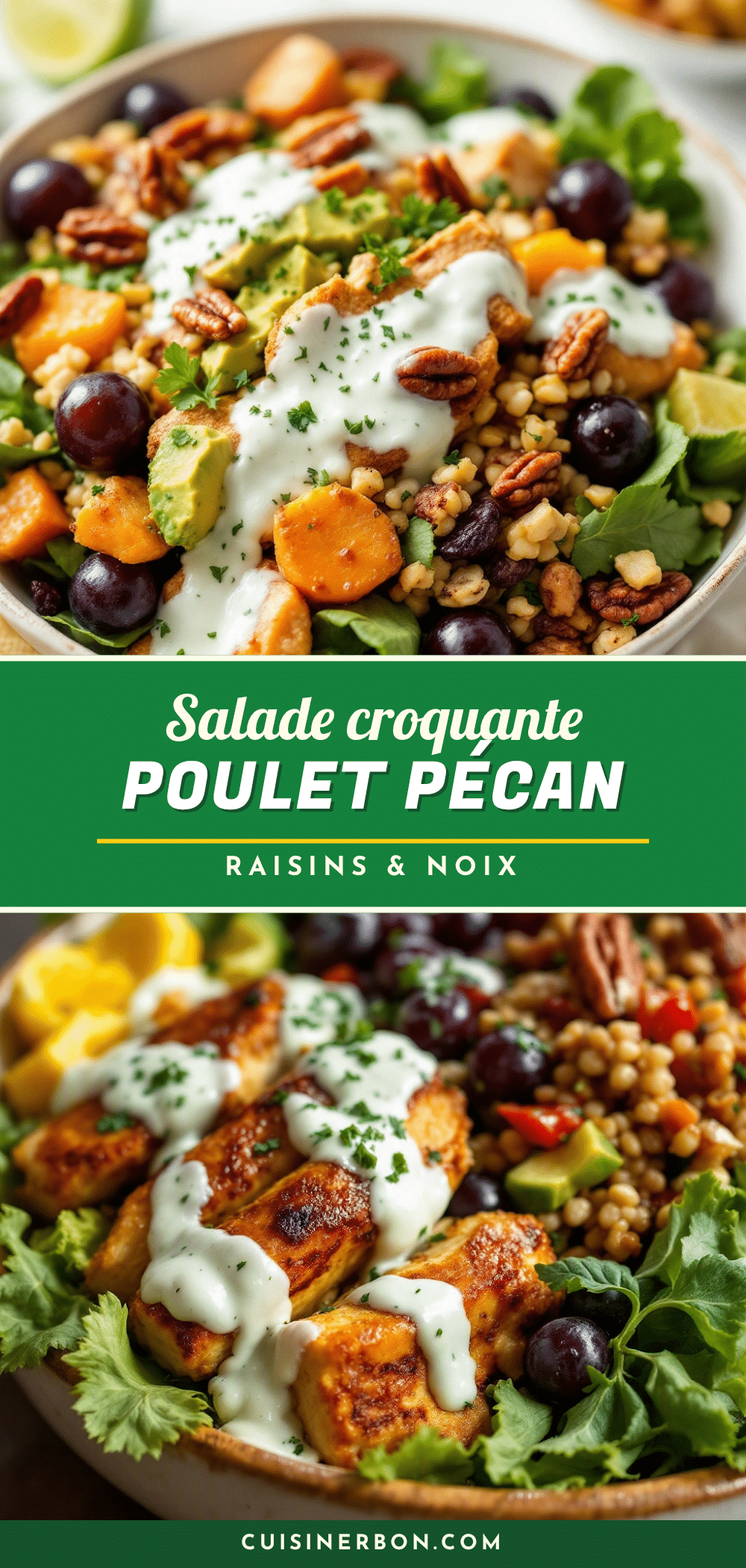 Salade de poulet croquante aux raisins et noix de pécan recipe