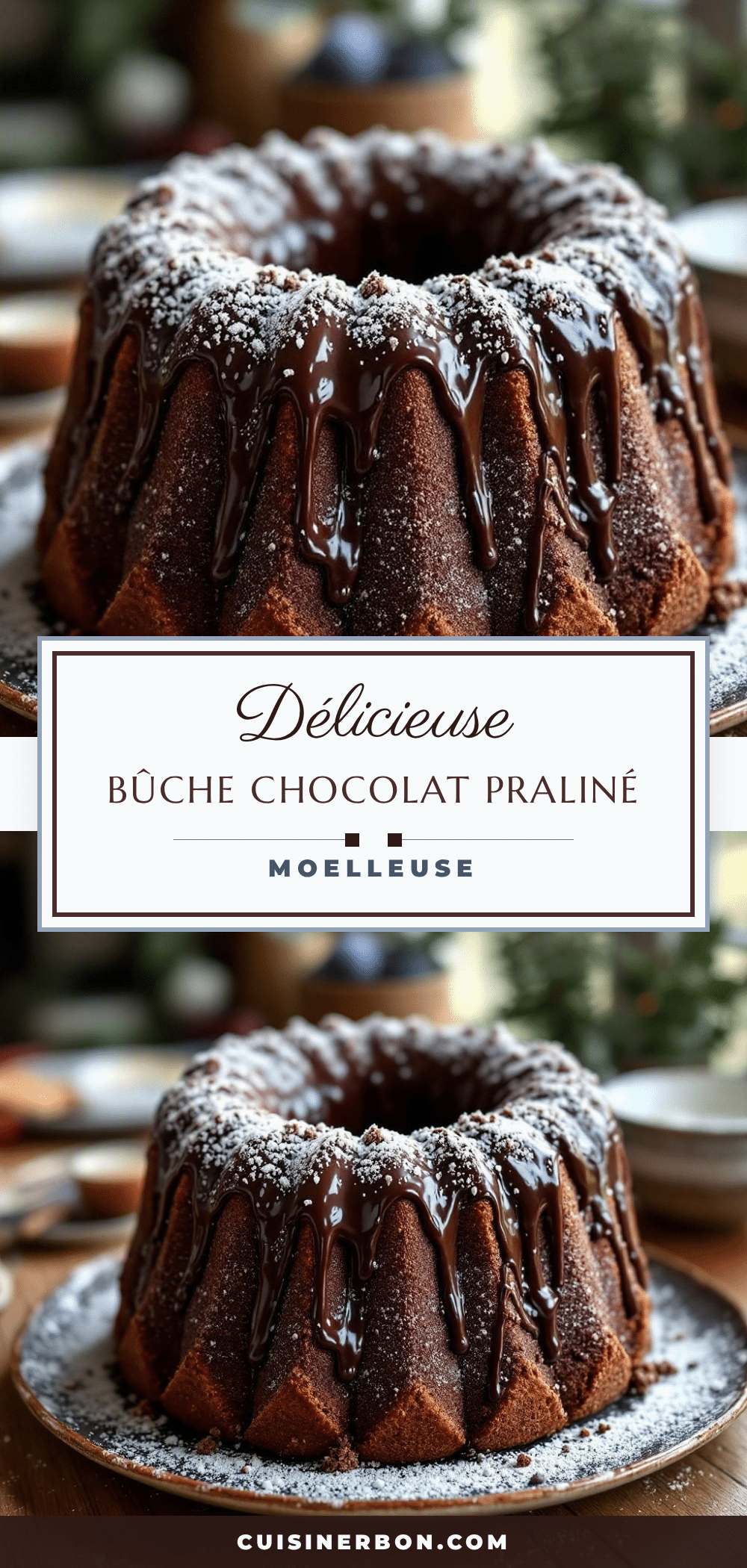 bûche de Noël chocolat-praliné recipe