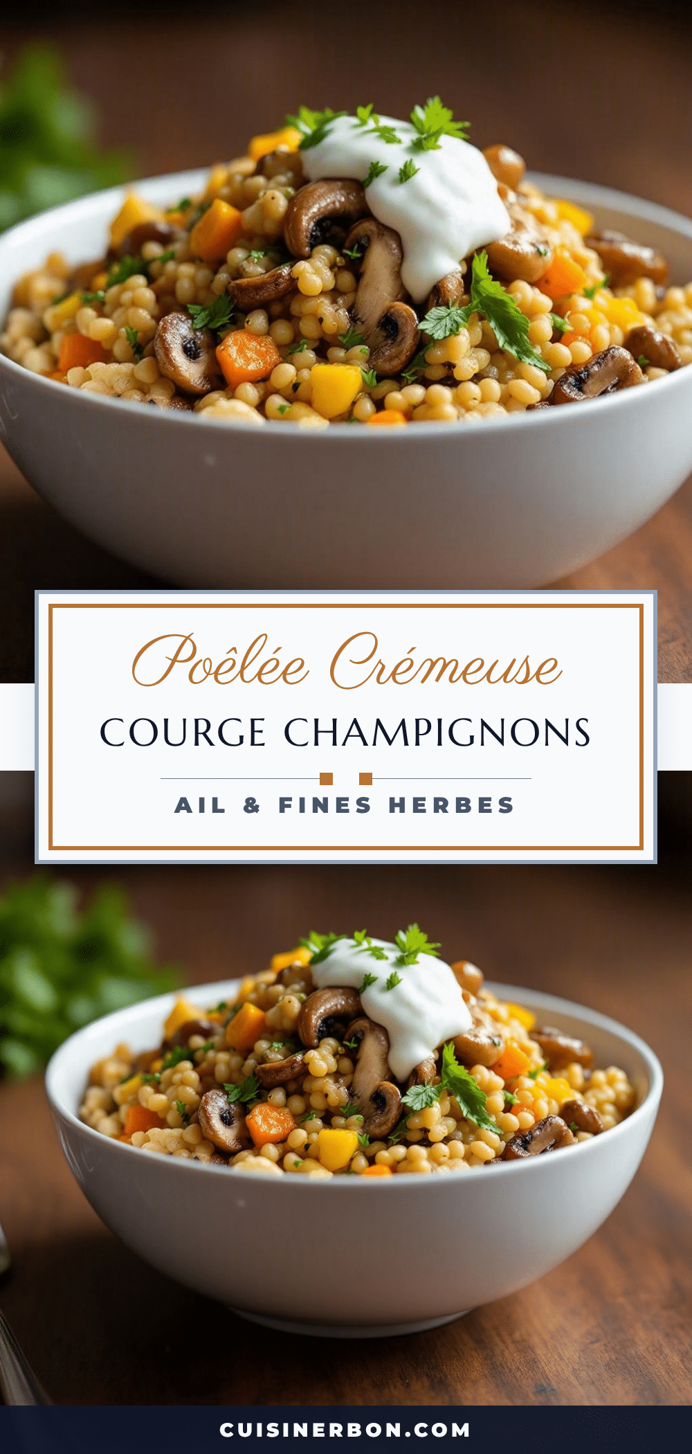 poêlée crémeuse courge et champignons à lail recipe