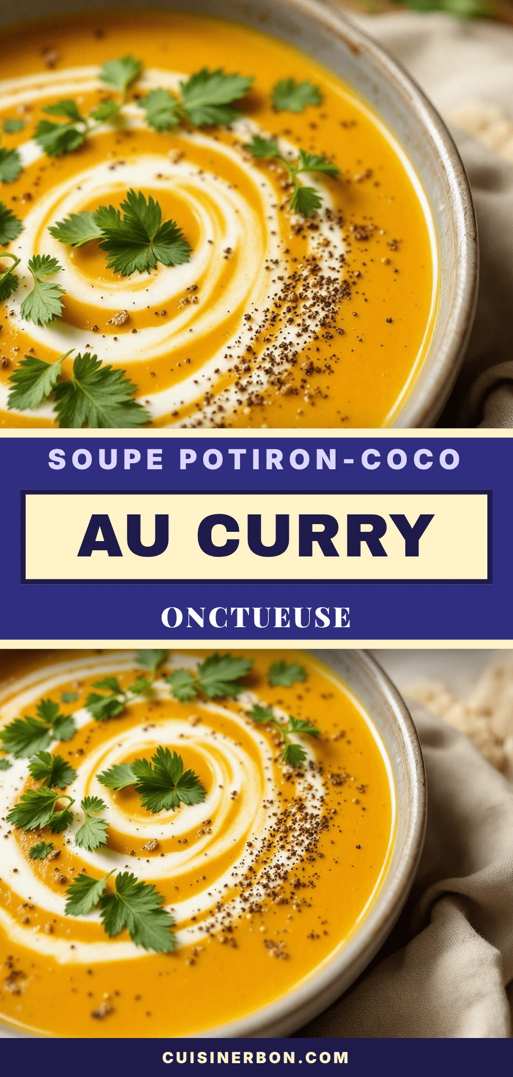 Soupe de potiron au curry et lait de coco recipe